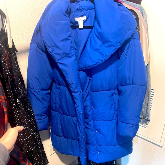 H&M Studio Collection Royal Blue Puffer Coat size 8 - Picture 3 of 6